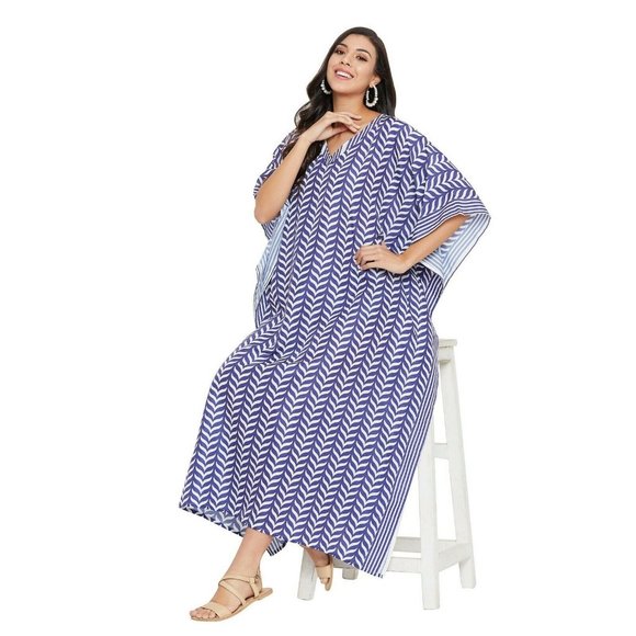 Gypsie Blu Plus Size Night Gown Abstract Print Caftan Maxi Dress for Women - Picture 5 of 8